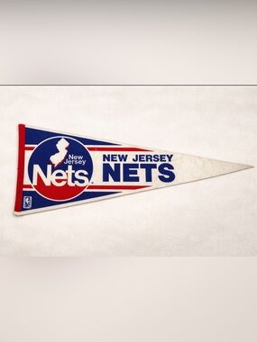 Vintage New Jersey Nets Felt Pennant 30” NBA Full Size Wall Banner